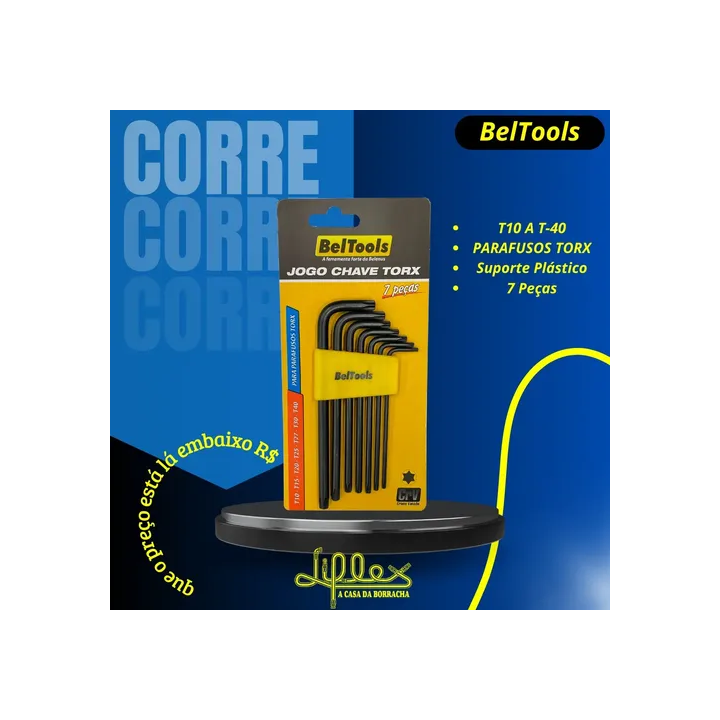 Jogo Chave Torx 7 Peças De T10 A T40 Beltools Preto
