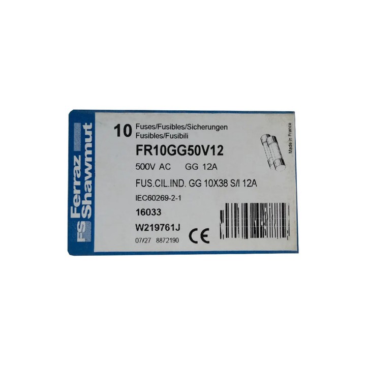 Fusível Fr10gg50v12 Ferraz Shawmut 500v Caixinha Com 10 Un 500v