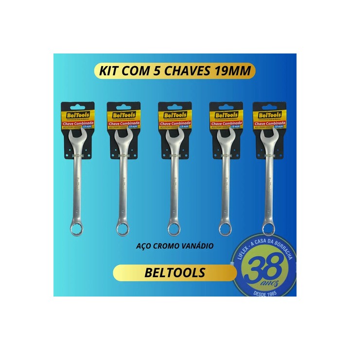 Kit C/5 Chaves Combinada 19mm Beltools-aço Cromo Vanadio