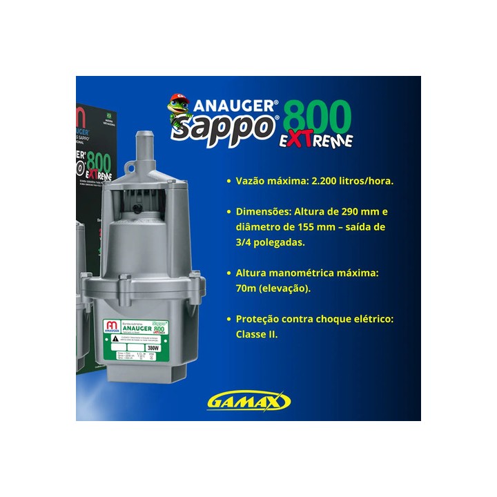 Bomba Anauger Sappo 800 Extreme 380w 220v Monofásica Prateado 220v