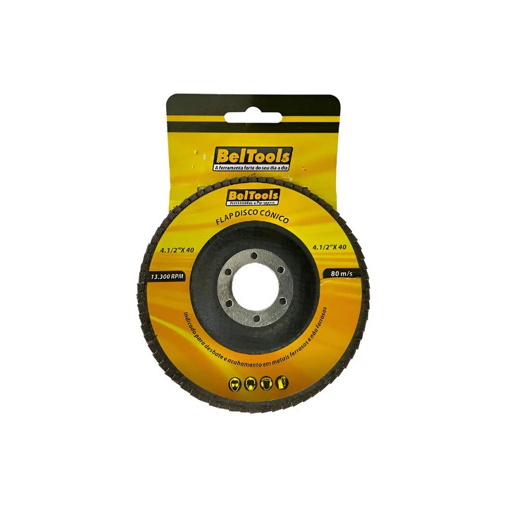 Disco Desbaste Flap Cônico 4.1/2x40 Beltools Preto