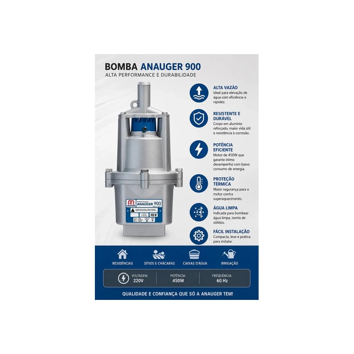 Bomba Vibratória Anauger 450w 900 Prateado 220v
