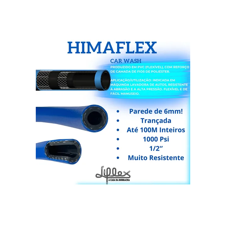 Mangueira Lava Auto Car Wash 1/2 1000psi 20m - Himaflex Azul