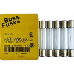 5 Unidades Fusível Bussmann Agc-5 250v