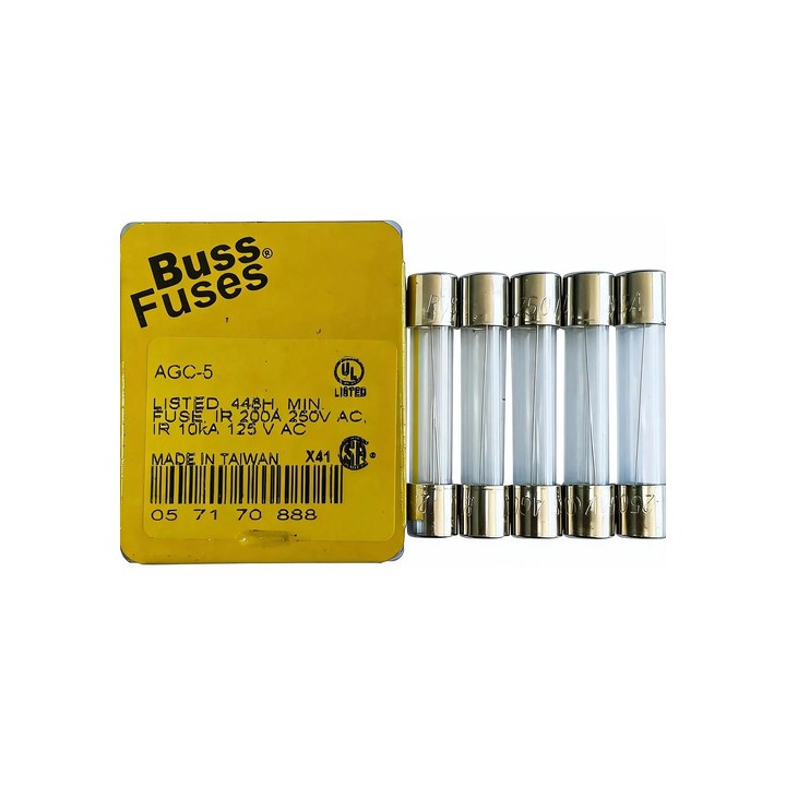 5 Unidades Fusível Bussmann Agc-5 250v