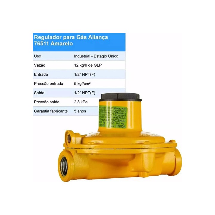 Registro Regulador Aliança 12 Kg H. Estágio Único Amarelo