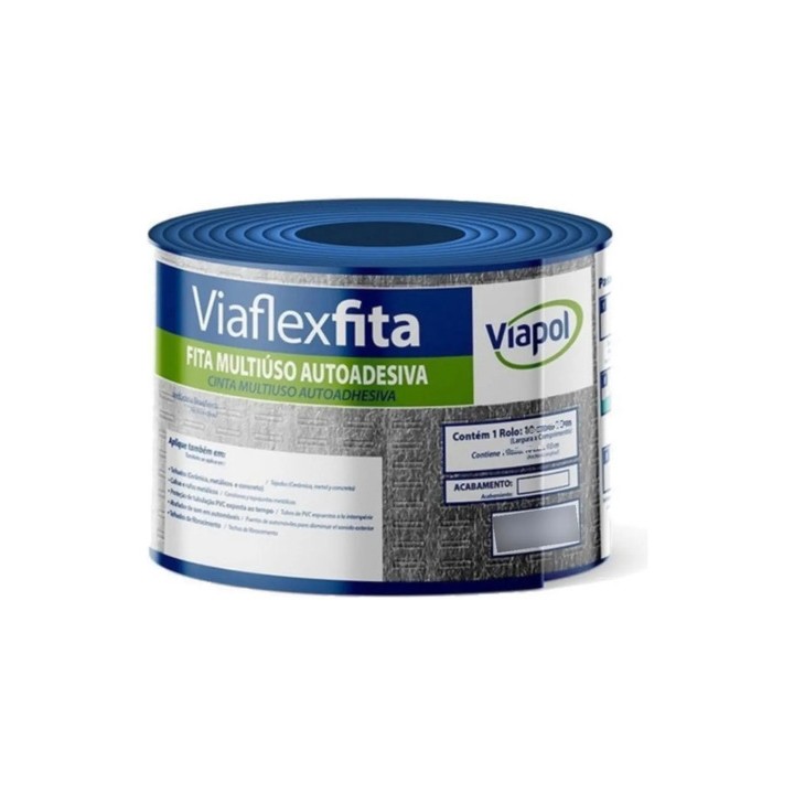 Manta Fita Asfáltica Telhado Tapa Goteira 10cmx10m Viapol