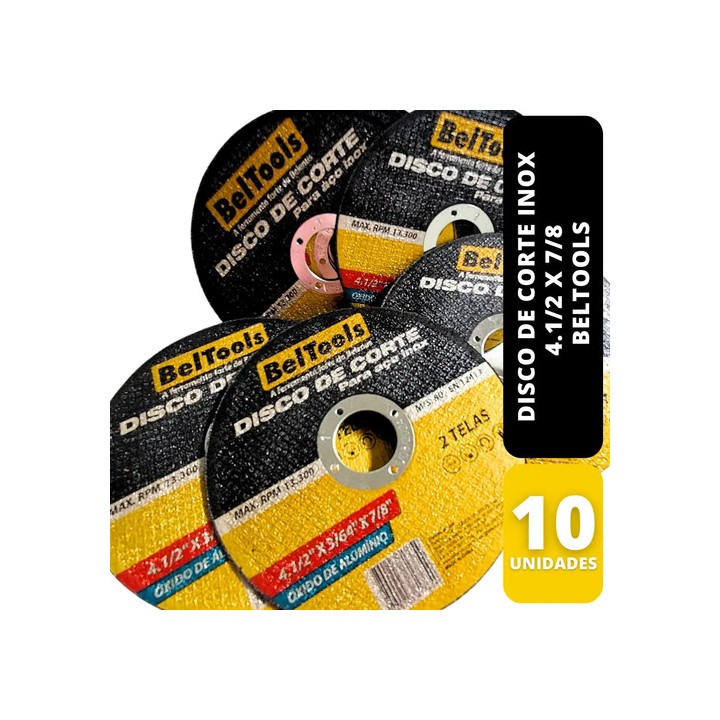Kit 10 Disco De Corte Inox 4.1/2x7/8 Esmerilhadeira Beltools