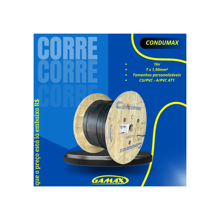 50 Metros Cabo Controle Flex Cl 1kv 7x 1,50mm2 Preto