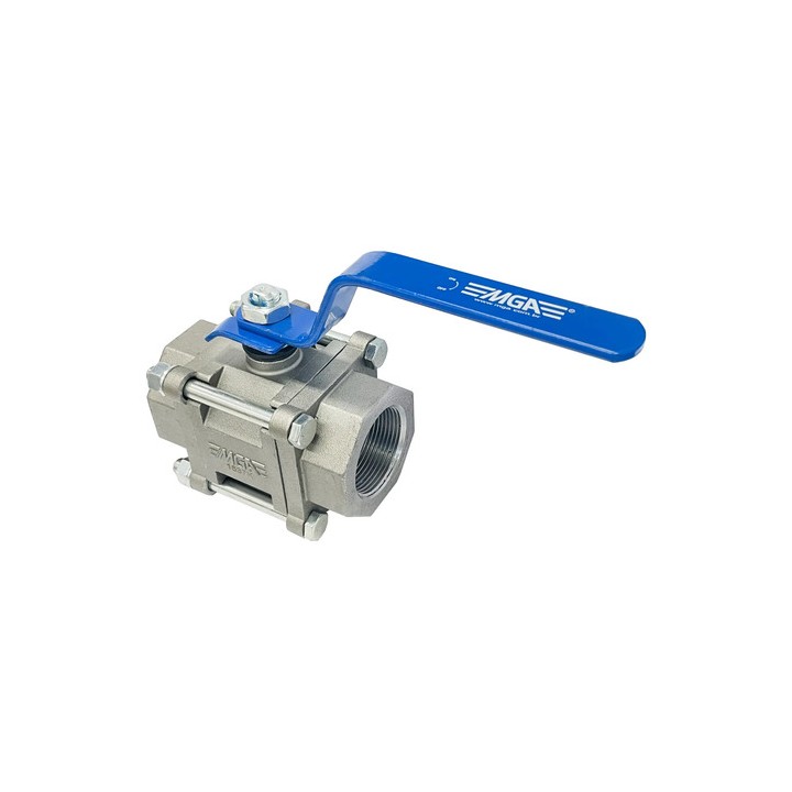 Válvula Tripartida Mga 1.1/2'' Aço Esfera Passagem Plena