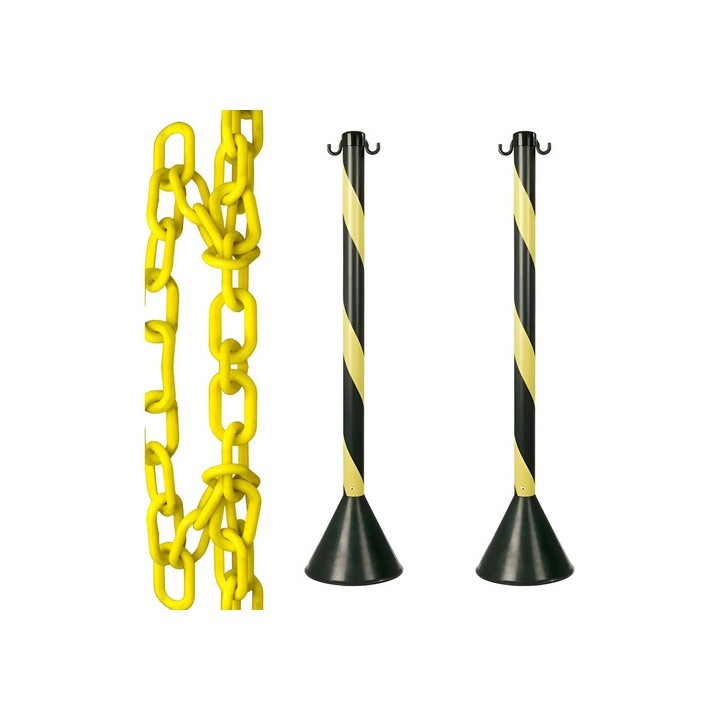 2 Un Organizador Filas Pedestal Preto E Amarelo Corrente 10m Preto Amarelo