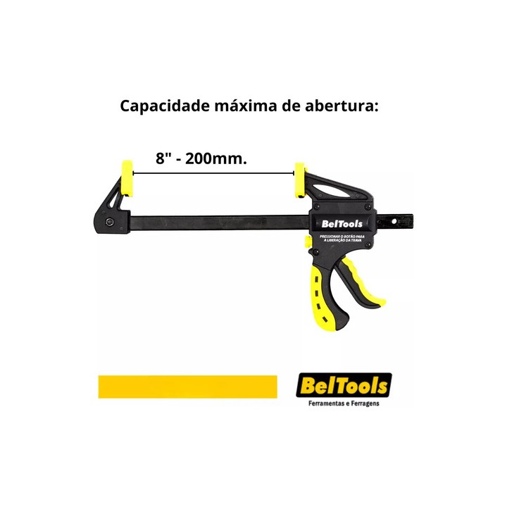 Grampo Aperto Rápido 8''- 200mm Beltools Marcenaria