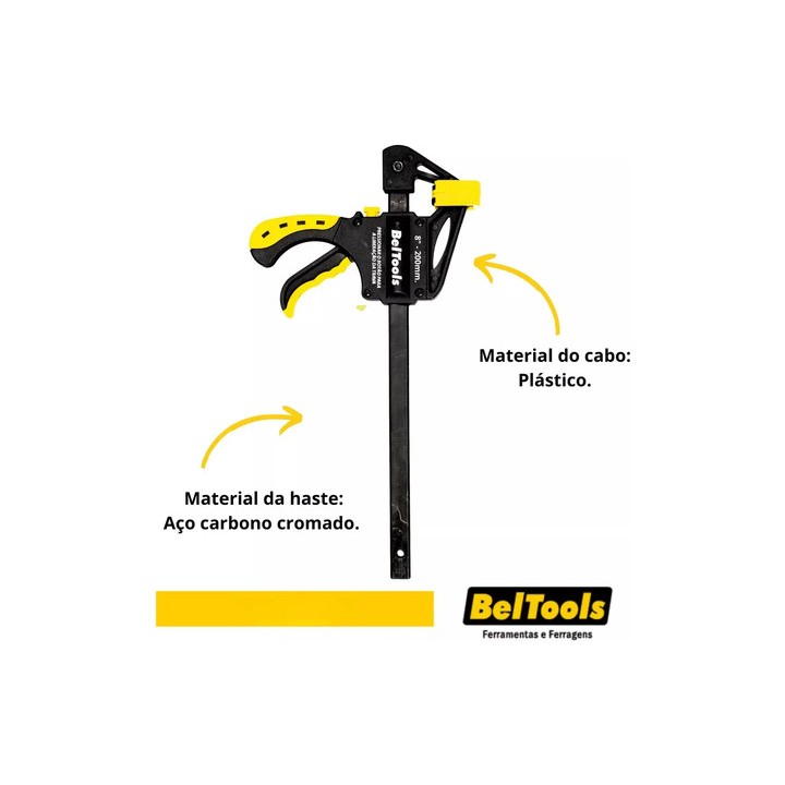 Grampo Aperto Rápido 8''- 200mm Beltools Marcenaria
