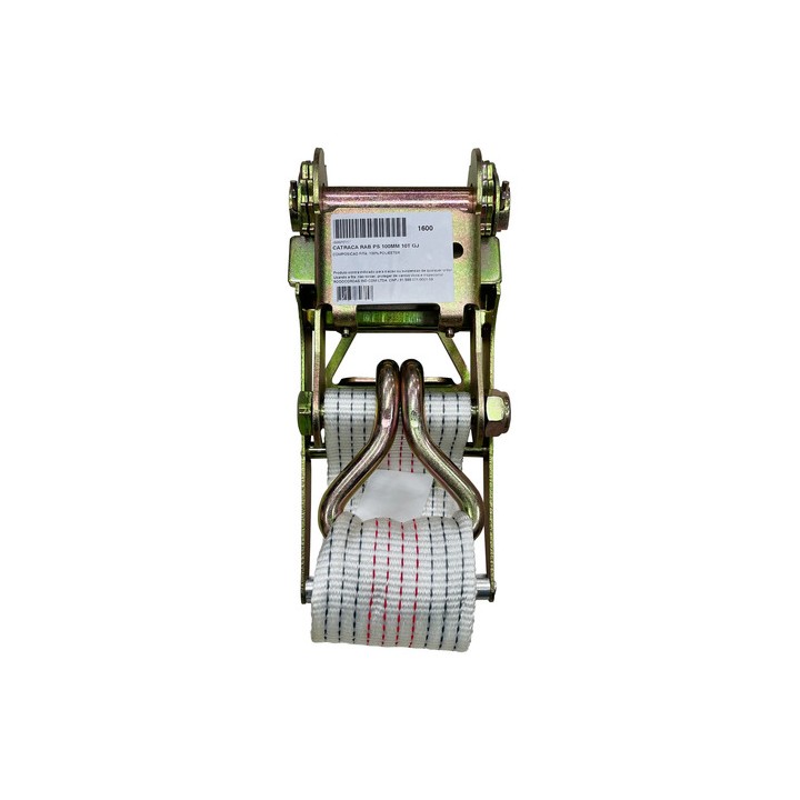 Conjunto Cinta Catraca Móvel 100mm 10 Toneladas Rodo Cordas Branco