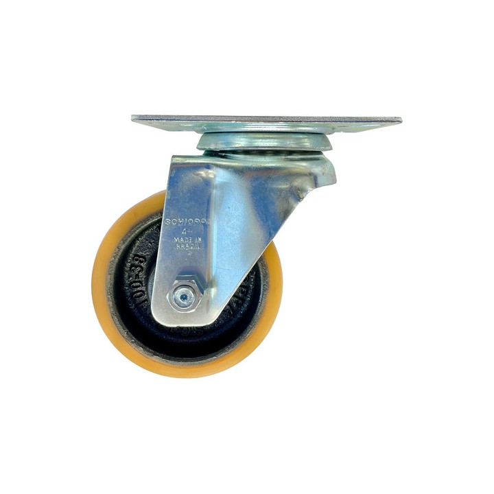 Roda Rodízio Schioppa 4'' Polegadas De Poliuretano Giratório Amarelo