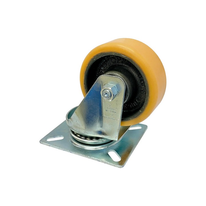 Roda Rodízio Schioppa 4'' Polegadas De Poliuretano Giratório Amarelo
