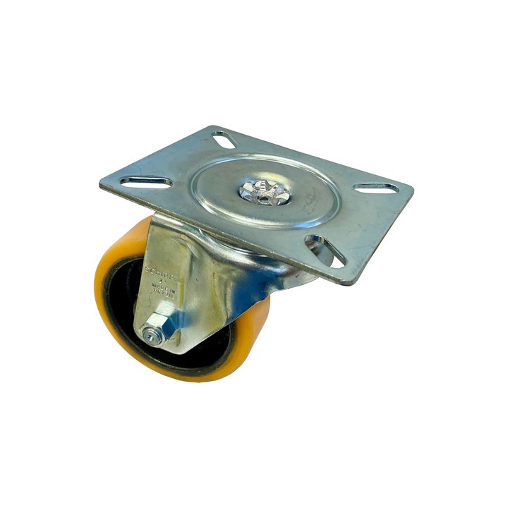 Roda Rodízio Schioppa 4'' Polegadas De Poliuretano Giratório Amarelo