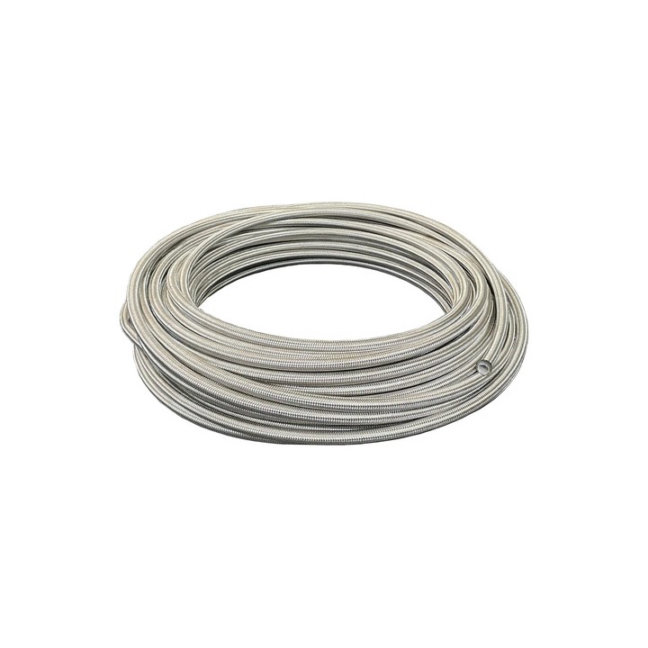 5m Mangueira Alta Temperatura Teflon 1'' Com Malha De Inox Prata