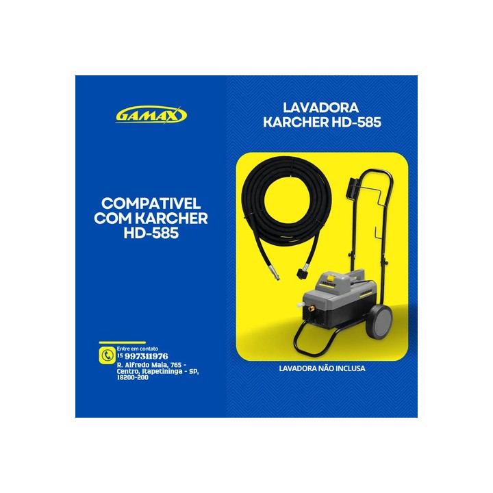 Mangueira Para Lavadora Alta Pressão Karcher Hd 585 12mt Aço Preto
