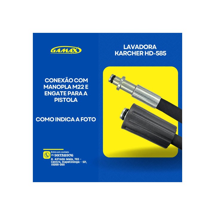 Mangueira Para Lavadora Alta Pressão Karcher Hd 585 12mt Aço Preto