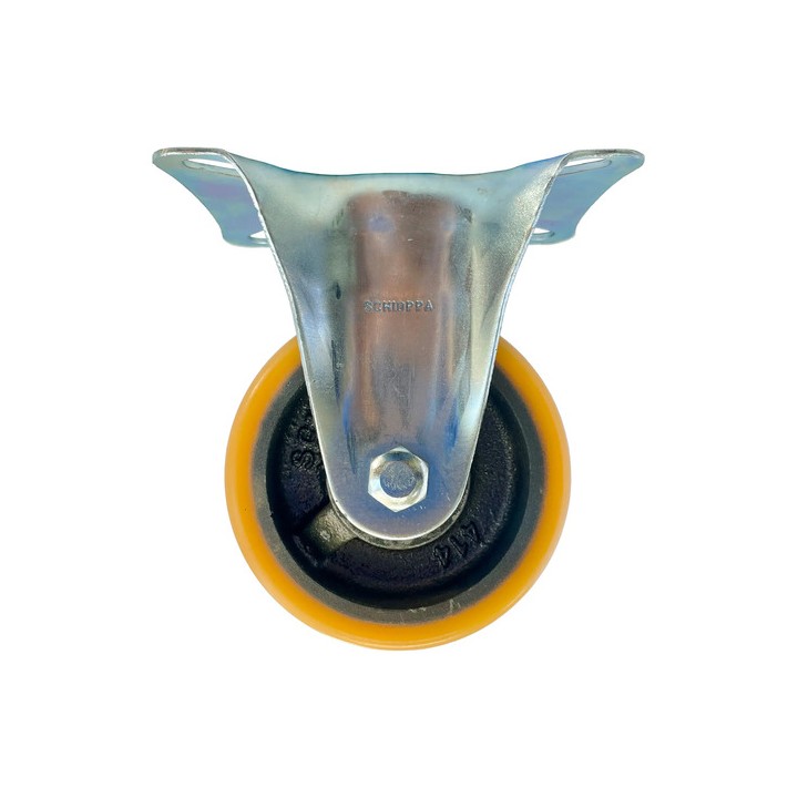 Roda Rodízio Schioppa 4'' Polegadas De Poliuretano Fixo Amarelo