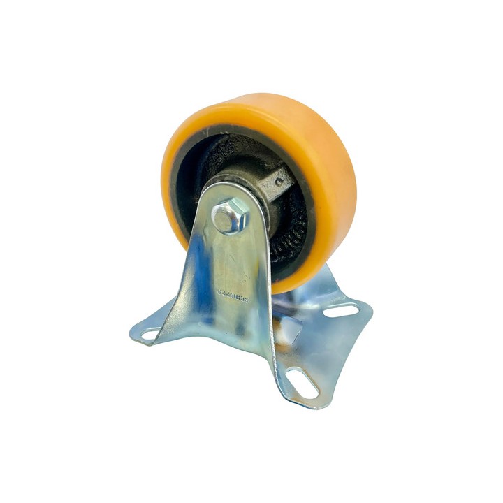Roda Rodízio Schioppa 4'' Polegadas De Poliuretano Fixo Amarelo
