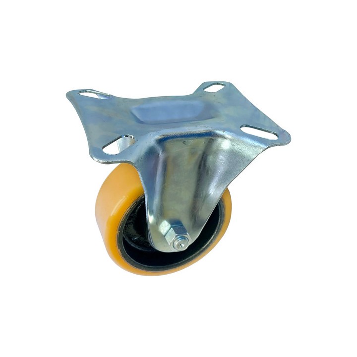 Roda Rodízio Schioppa 4'' Polegadas De Poliuretano Fixo Amarelo