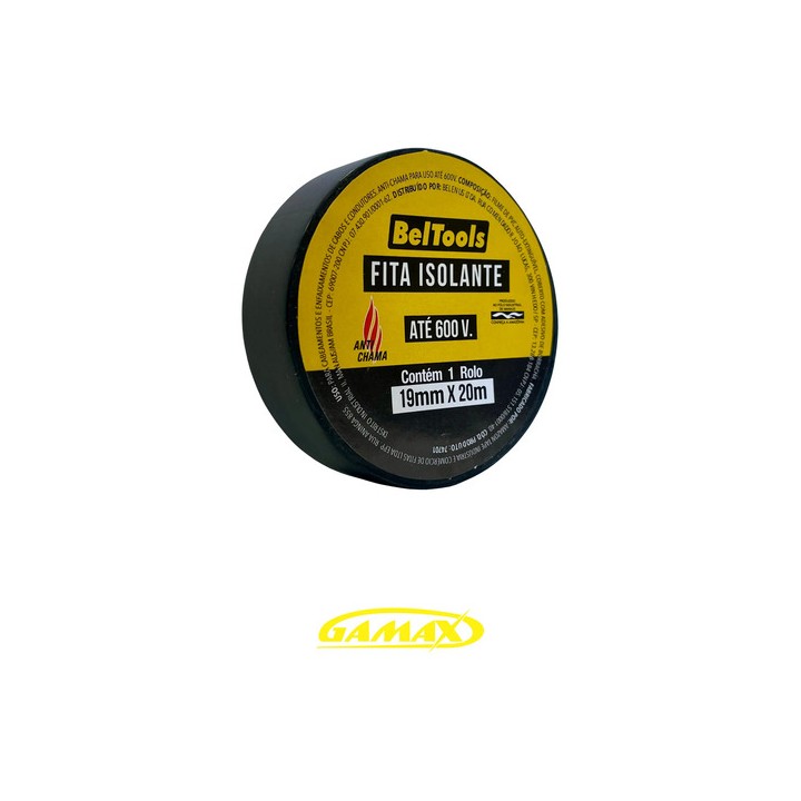 Fita Isolante 19mm X 20m Beltools - 10 Unidades Anti Chama Preto Lisa