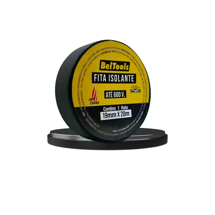 Fita Isolante 19mm X 20m Beltools - 10 Unidades Anti Chama Preto Lisa
