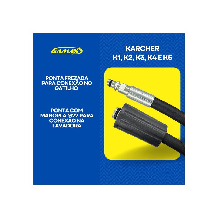 Mangueira P/ Lavadora Alta Pressão Karcher K4 10m Trama Aço Preto