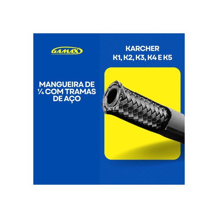 Mangueira P/ Lavadora Alta Pressão Karcher K4 10m Trama Aço Preto