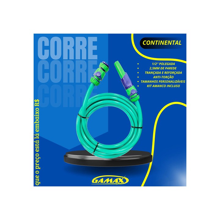 Mangueira Jardim Continental 1/2'' Kit Completo 10 Metros Verde