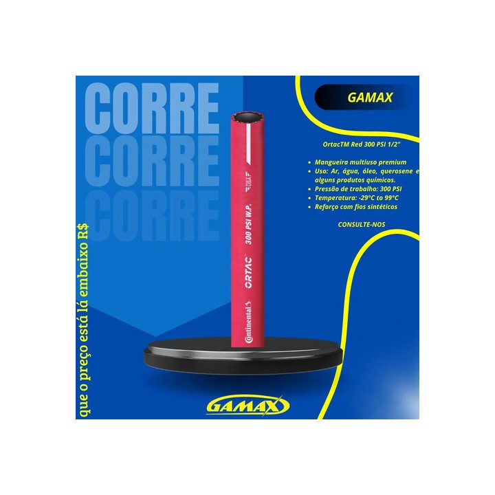 100m Mangueira Continental Ortac 1/2'' Vermelho