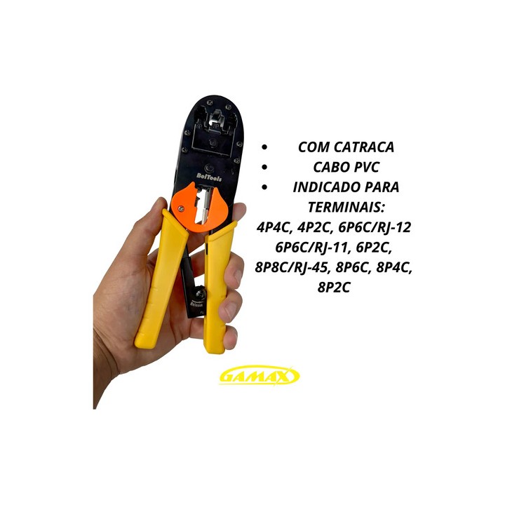 Alicate Crimpador Com Catraca 4p 6p 8p Rj45 Rj11 Rj12