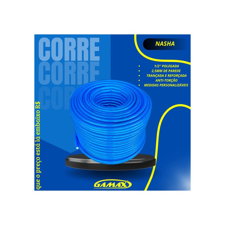 40 Metros Mangueira Jardim 1/2'' Trançada Pvc Parede 2,5mm Azul