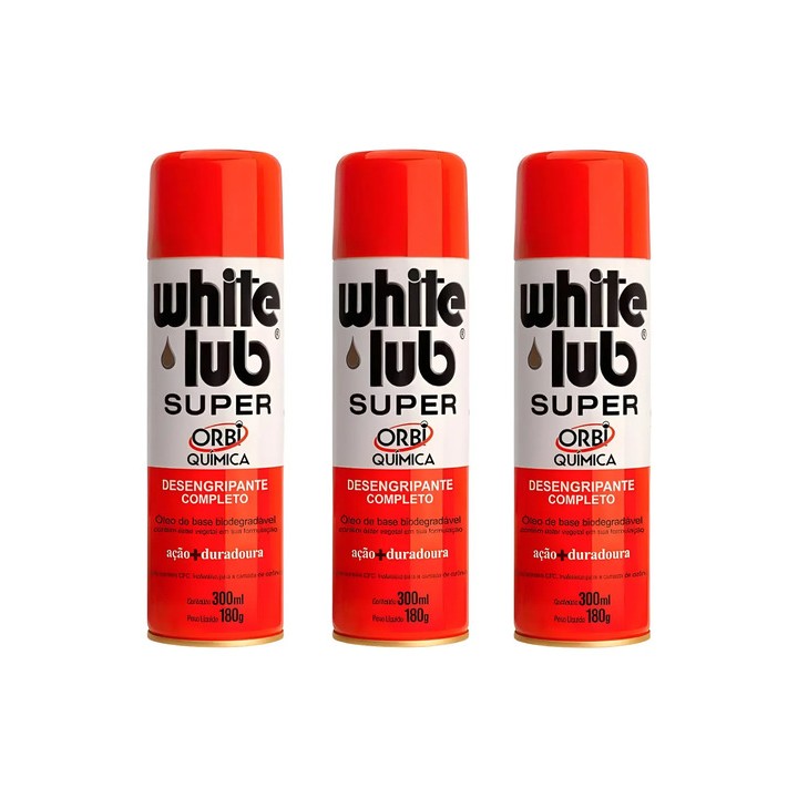 White Lub Super Desengripante Spray Lubrificante 300ml 3un
