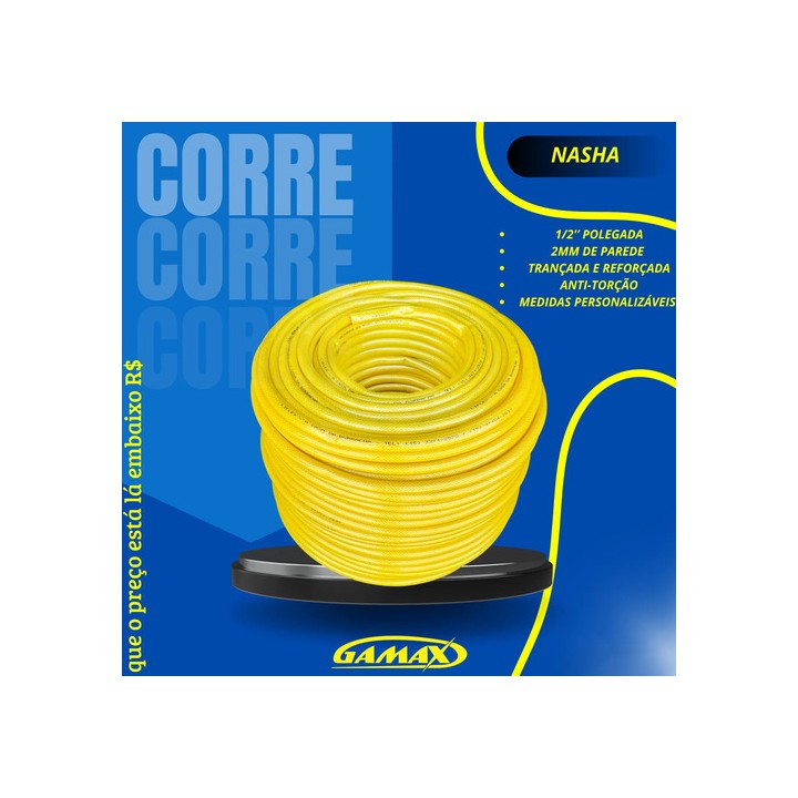 150 Metros Mangueira Jardim 1/2'' Trançada De Pvc E Silicone Amarelo
