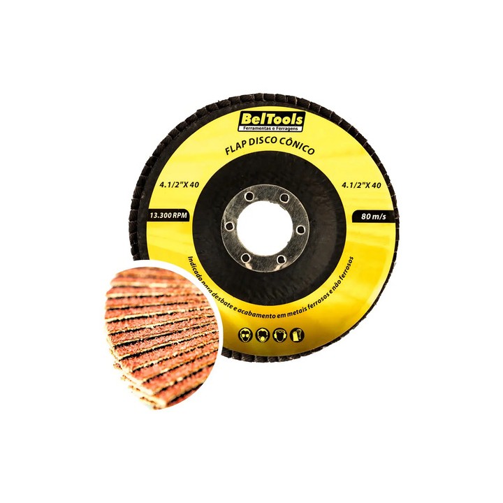 Disco Lixa Flap 4.1/2 Grão 40 Classic Basic Beltools Amarelo