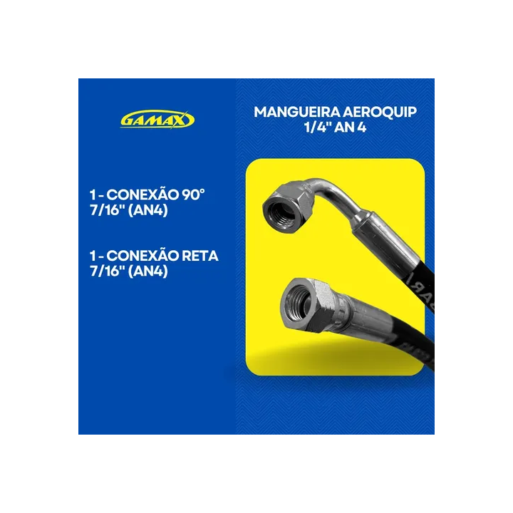 Mangueira Prensada Aeroquip Óleo Turbina E Niples Com 50cm
