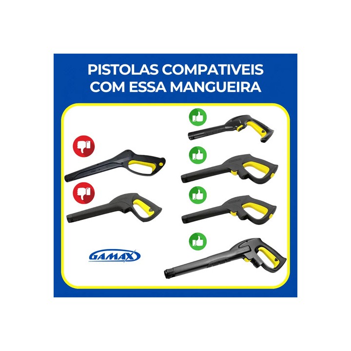 Mangueira Trama Aço 10mts Lavadora Karcher K1 K2 K3 K4 K5 Preto