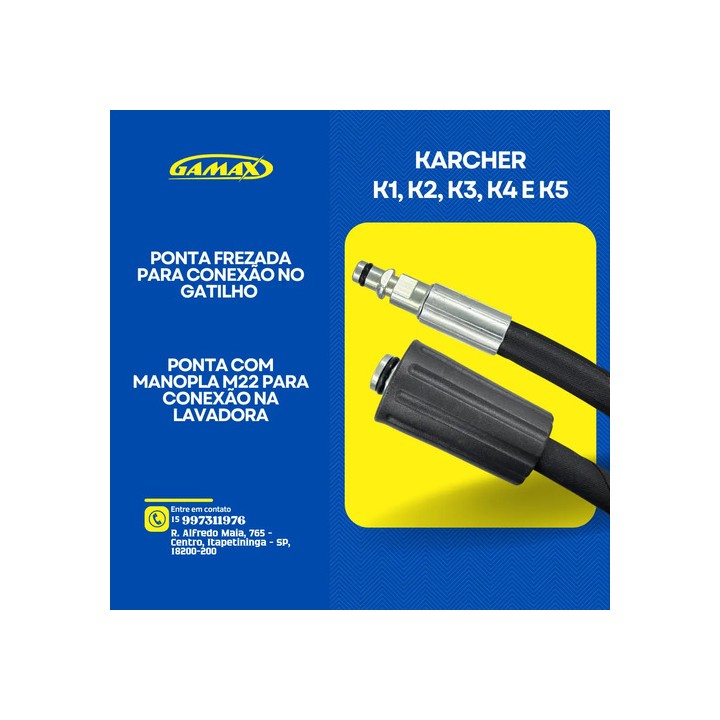 Mangueira De Lavadora Karcher K3 30 Metros Trama Aço Preto