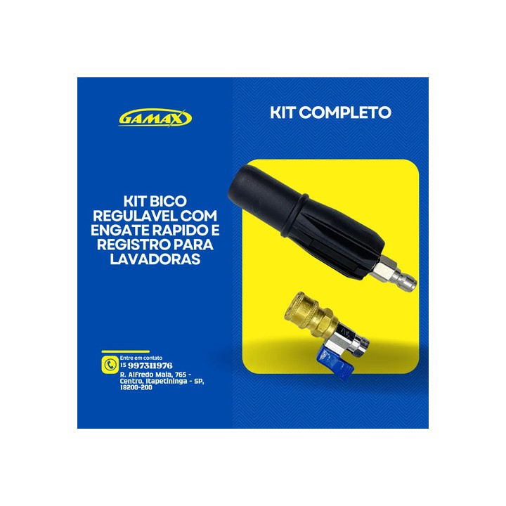 Kit Bico Regulável Engate Rápido E Registro Para Lavadoras