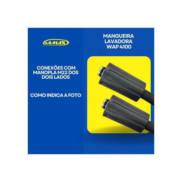 Mangueira Lavadora Alta Pressão Wap 4100 10mts Trama De Aço Preto
