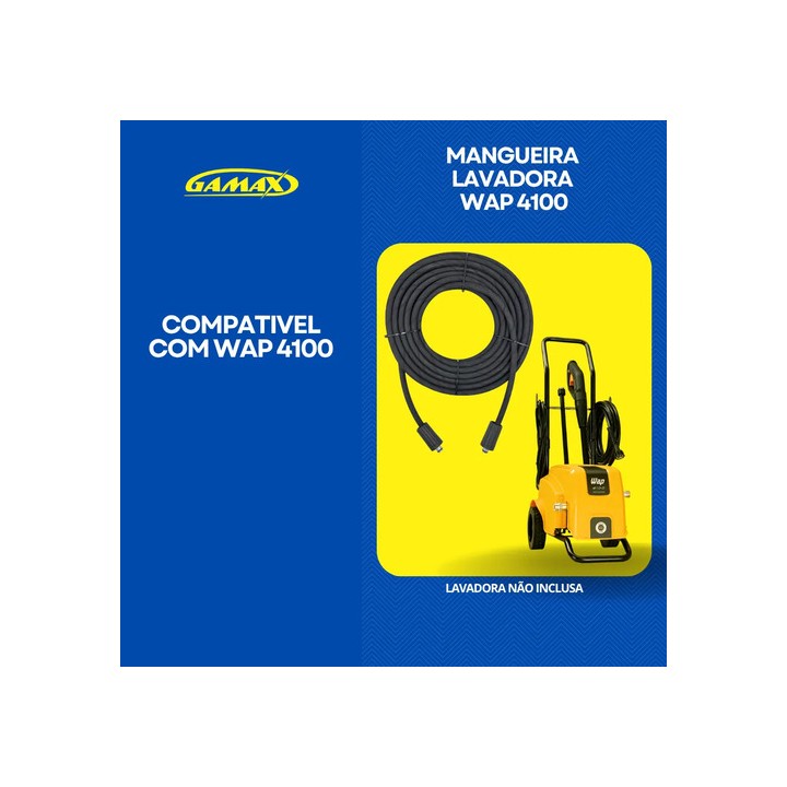 Mangueira Lavadora Alta Pressão Wap 4100 10mts Trama De Aço Preto