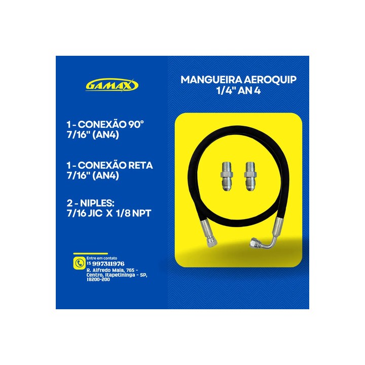 Kit Mangueira Aeroquip Óleo Turbina E Niples 1mt + 50cm
