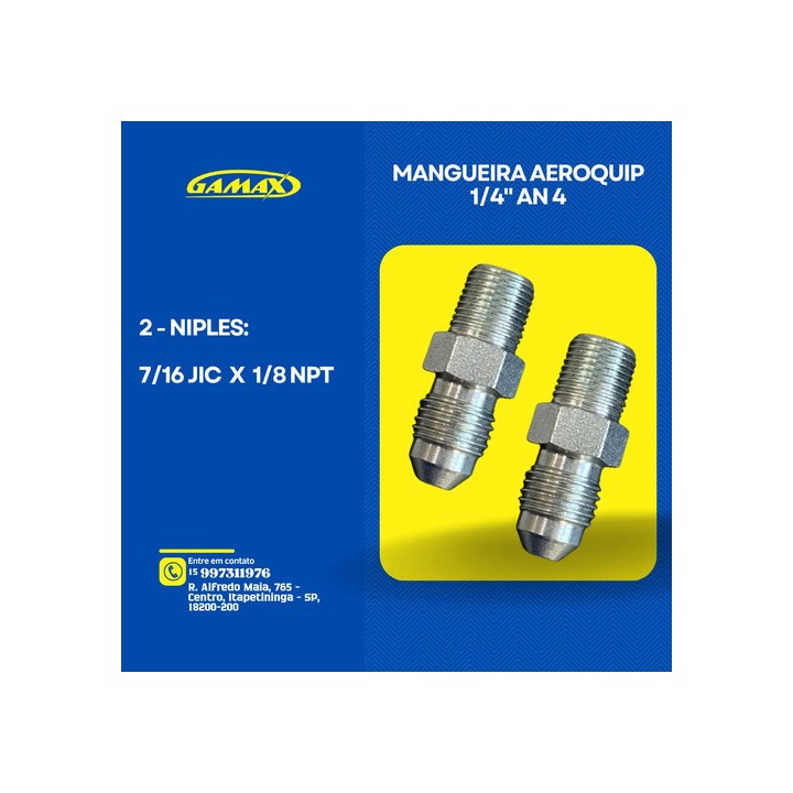 Kit Mangueira Aeroquip Óleo Turbina E Niples 1mt + 50cm