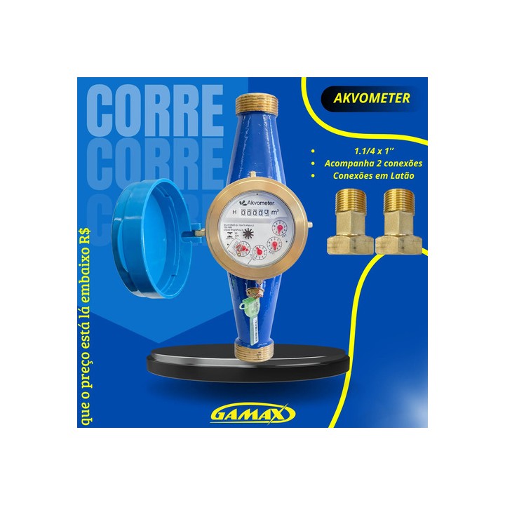 Hidrômetro Multijato 1.1/4'' X 1'' Dn25 10m³/h E Conexões