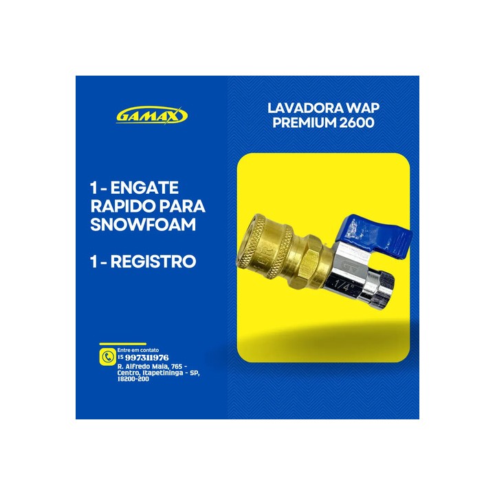 Kit Mangueira Engate Rápido E Registro Wap Premium 2600 10m Preto