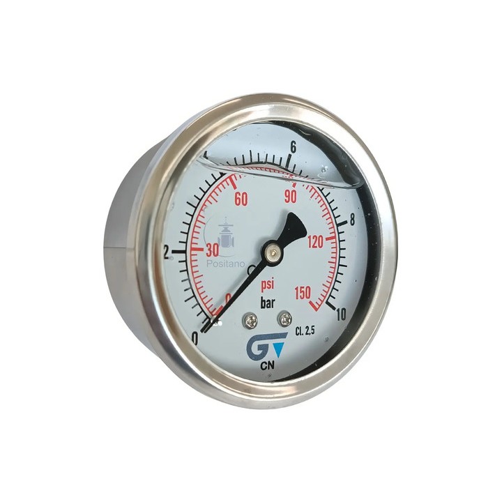 Genebre Manômetro 0 A 10 Bar Horizontal Com Glicerina Inox 63mm 1/4