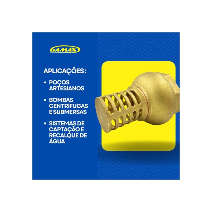 Válvula Retenção Pé Fundo De Poço 3/4 Polegada Latão Gamax